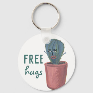 FREE HUGS CRAZY CACTUS LADY KEY RING