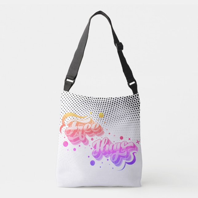 Free Hugs -  Deluxe Rainbow Dots Mix Edition  Crossbody Bag (Front)