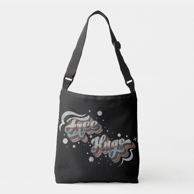 Free Hugs -  Deluxe Washed White Mix Edition  Crossbody Bag (Front)