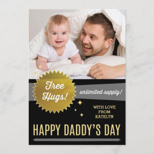 Free Hugs Father's Day Flat Card / Faux Gold Foil