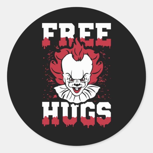 Free Hugs Funny Horror Movie Classic Round Sticker (Front)