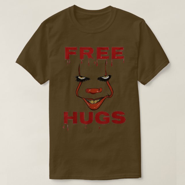 Free Hugs Halloween Evil Killer Scary Clown Horror T-Shirt (Design Front)