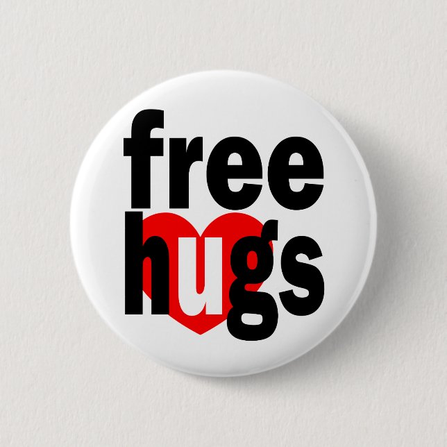 free hugs heart 6 cm round badge (Front)