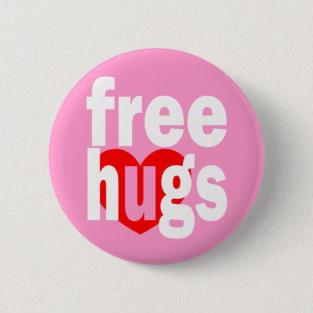 free hugs heart 6 cm round badge (Front)