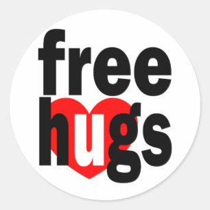free hugs heart classic round sticker