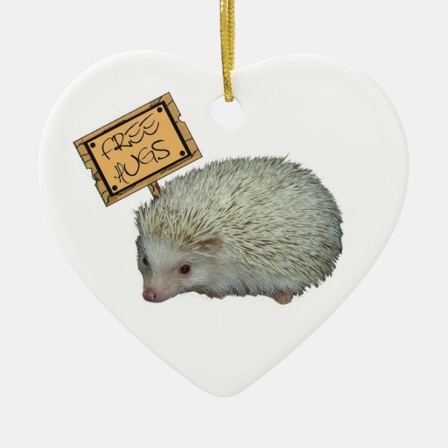 Free Hugs Hedgehog Ceramic Tree Decoration (Front)