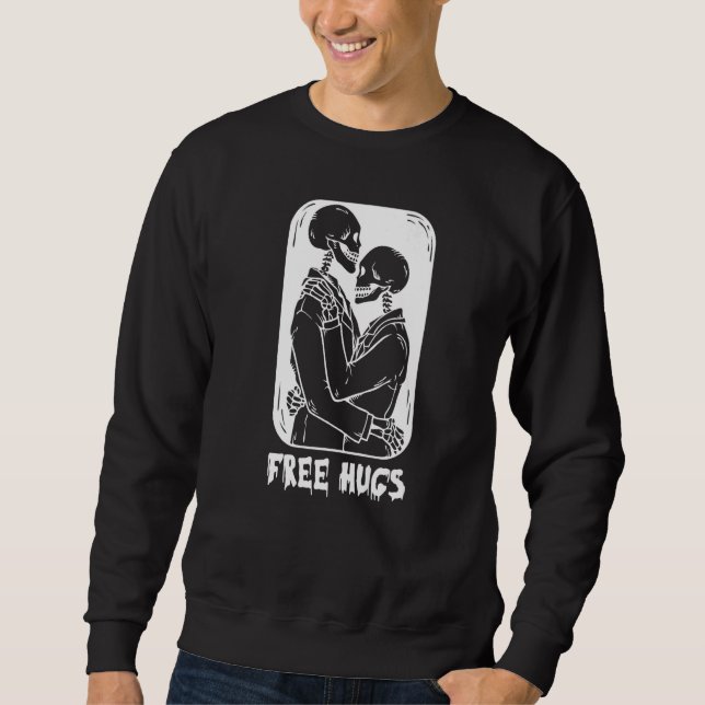 Free Hugs Kiss Skeleton Men Gay Skeletons Hug Sweatshirt (Front)