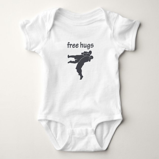 Free Hugs mma, bjj, grappling, wrestling baby Bodysuit (Front)