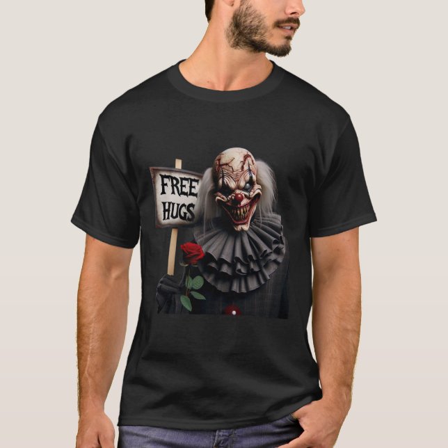 Free Hugs Scary Clown Valentine Halloween Horror 1 T-Shirt (Front)