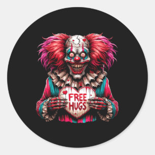 Free Hugs Scary Clown Valentine Halloween Horror  Classic Round Sticker