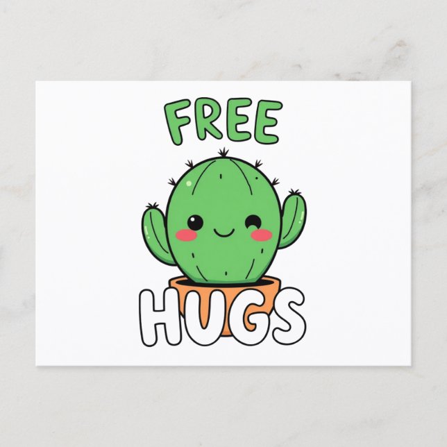  Free Hugs Smiling Cactus Cute Desert Postcard (Front)