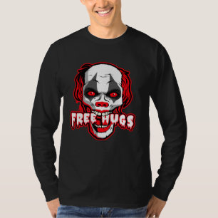 Free Hugs Smiling Evil Killer Scary Clown Horror H T-Shirt