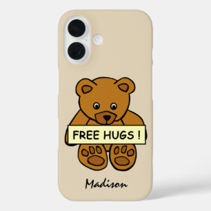 Free Hugs Teddy custom name & colour phone cases