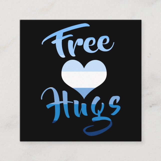 Free Hugs with Heart Square Business Card (Front)