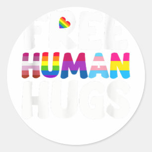 Free Human Hugs LGBT Pride Month Classic Round Sticker