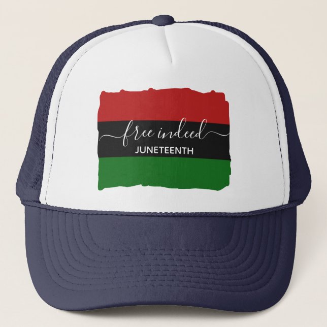 FREE INDEED Pan African JUNETEENTH Trucker Hat (Front)