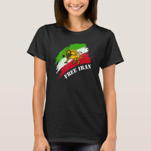 Free Iran flag with lion tshirt