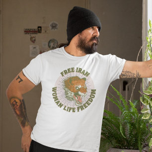 Free Iran Protest Angry Lion Green T-Shirt