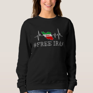Free Iran Symbol Flag Heartbeat Freedom Love Sweatshirt
