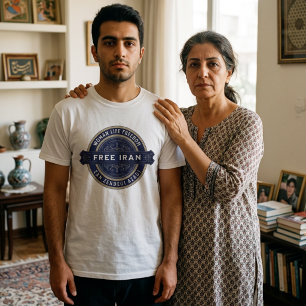Free Iran Woman   Mahsa Amini Badge Navy T-Shirt