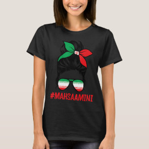 Free Iran Women Life Freedom Messy Bun Iranian Fla T-Shirt