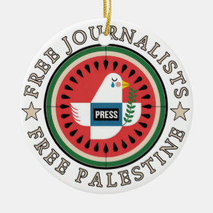 Free Jounalists Free Palestine Ceramic Tree Decoration
