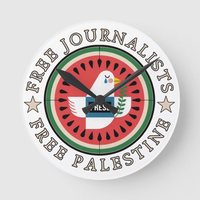 Free Jounalists Free Palestine Round Clock (Front)