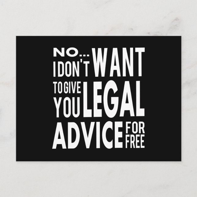 Free Legal Advice - Funny Lawyer Quote Postcard (Front)
