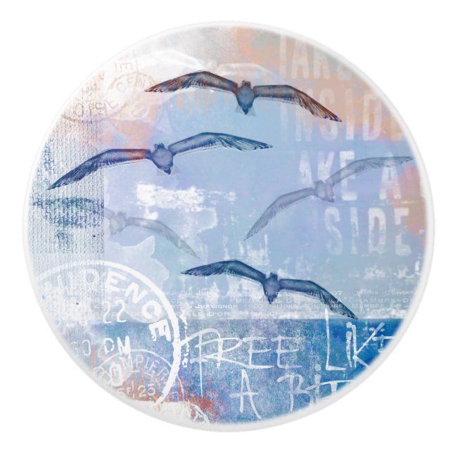 Free like a bird ceramic knob (Front)