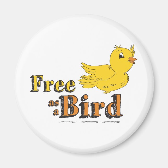 Free Like a Bird Free As A Bird Yellow Flying Bird Magnet (Front)
