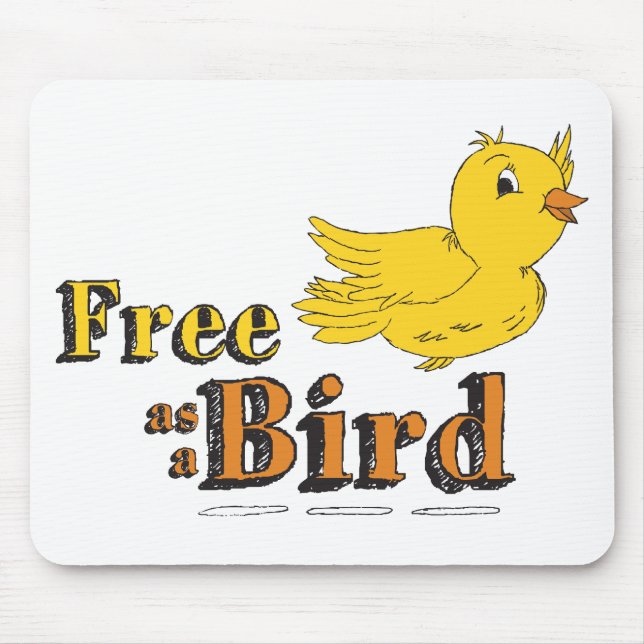Free Like a Bird Free As A Bird Yellow Flying Bird Mouse Pad (Front)
