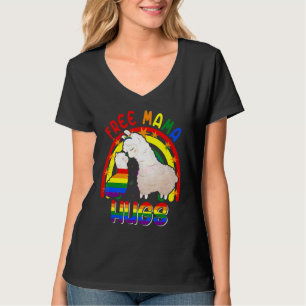 Free Mama Hugs Two Llamas Proud Lgbt Rainbow Famil T-Shirt