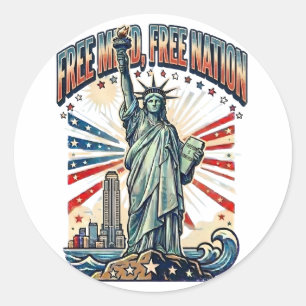 Free Mind Free Nation Design Classic Round Sticker