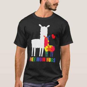 Free Mom Huge Autism Awareness Llama Puzzle Autist T-Shirt