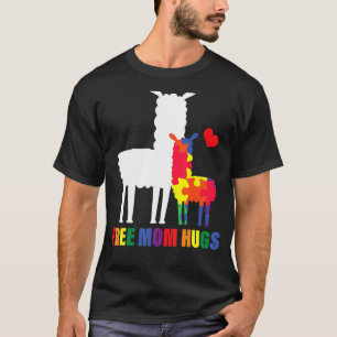 Free Mom Huge Autism Awareness Llama Puzzle Design T-Shirt