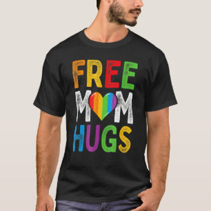 Free Mom Hugs  Boho Rainbow Heart Gay Lgbt Pride M T-Shirt