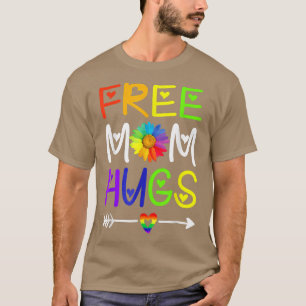 Free Mom Hugs Colorful Daisy Rainbow Heart LGBT Pr T-Shirt