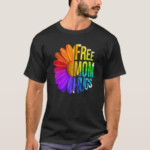 Free Mom Hugs Daisy Flower LGBT Rainbow Flag Gay L T-Shirt