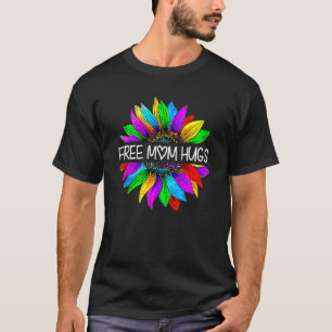 Free Mom Hugs Gay Pride LGBT Daisy Rainbow Flower  T-Shirt