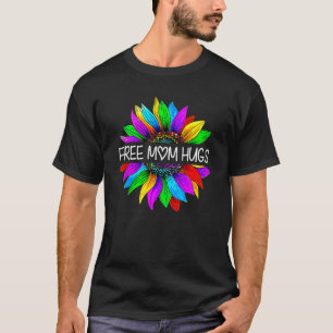 Free Mom Hugs Gay Pride LGBT Daisy Rainbow Flower  T-Shirt