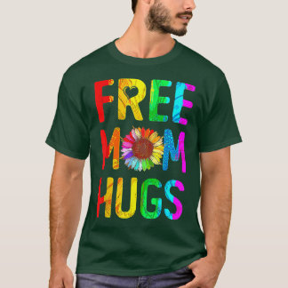 Free Mom Hugs Gay Pride LGBT Daisy Rainbow Flower  T-Shirt