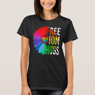 Free Mom Hugs Gay Pride LGBT Daisy Rainbow Flower  T-Shirt