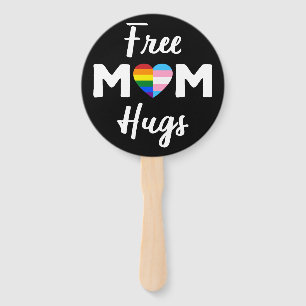 Free Mom Hugs II - Rainbow Gay Trans Pride Hand Fan