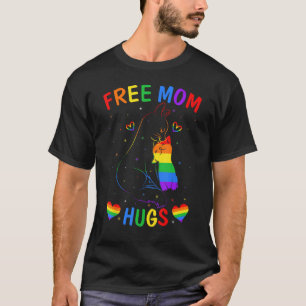 Free Mom Hugs LGBT Cat Gay Pride Rainbow Cat  Ally T-Shirt
