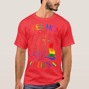 Free Mom Hugs LGBT Cat Gay Pride Rainbow T-Shirt