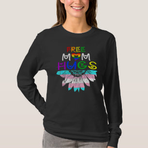 Free Mom Hugs  LGBT LGBTQ Pride  Rainbow Sunflower T-Shirt