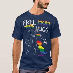 Free Mom Hugs LGBT Pride Mama Dinosaur Re Gifts  T-Shirt