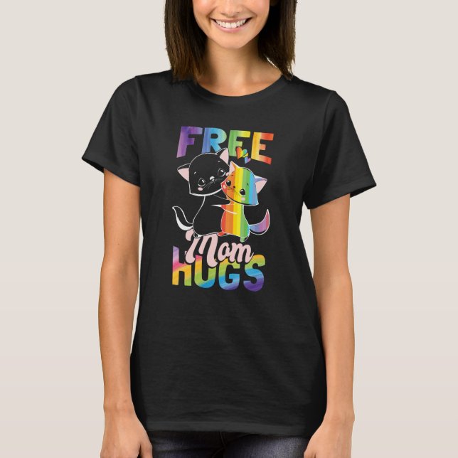 Free Mom Hugs Pride Month LGBT Mom T-Shirt (Front)