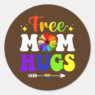 Free Mom Hugs Rainbow Gay Pride Classic Round Sticker