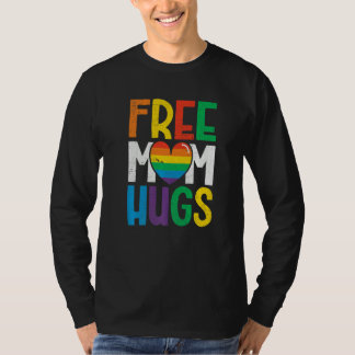 Free Mom Hugs Rainbow Heart Lgbt Ally Pride Month  T-Shirt